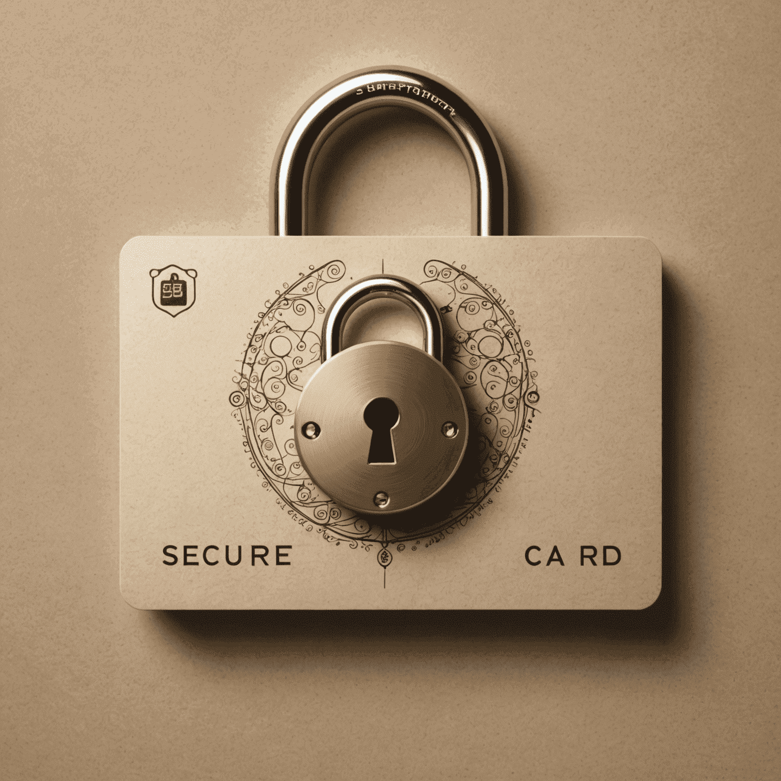 A secure digital gift card interface with encryption symbols and a padlock icon, representing enhanced security measures