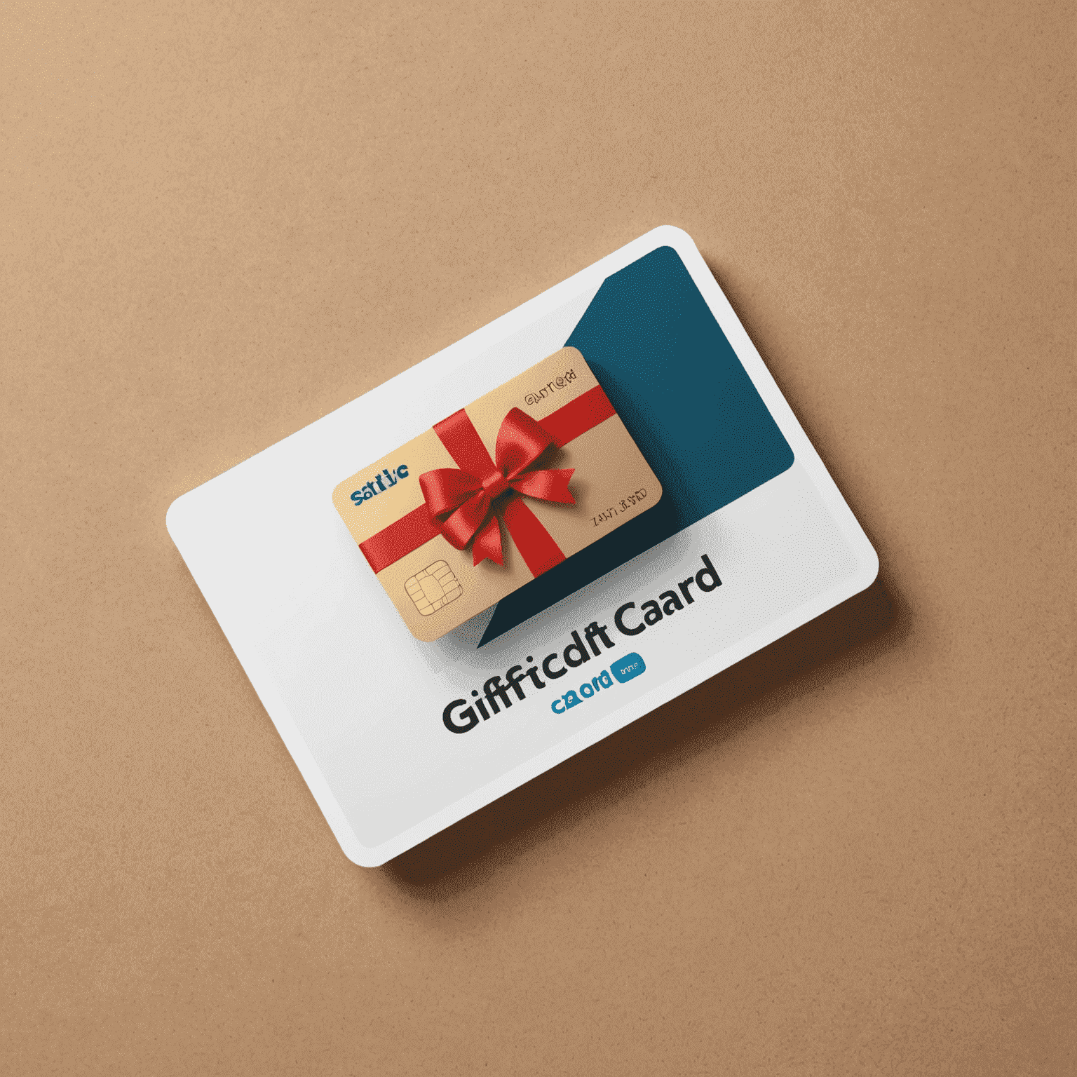 A digital gift card floating above an e-commerce website, symbolizing the evolution from physical to digital gift cards in online shopping.