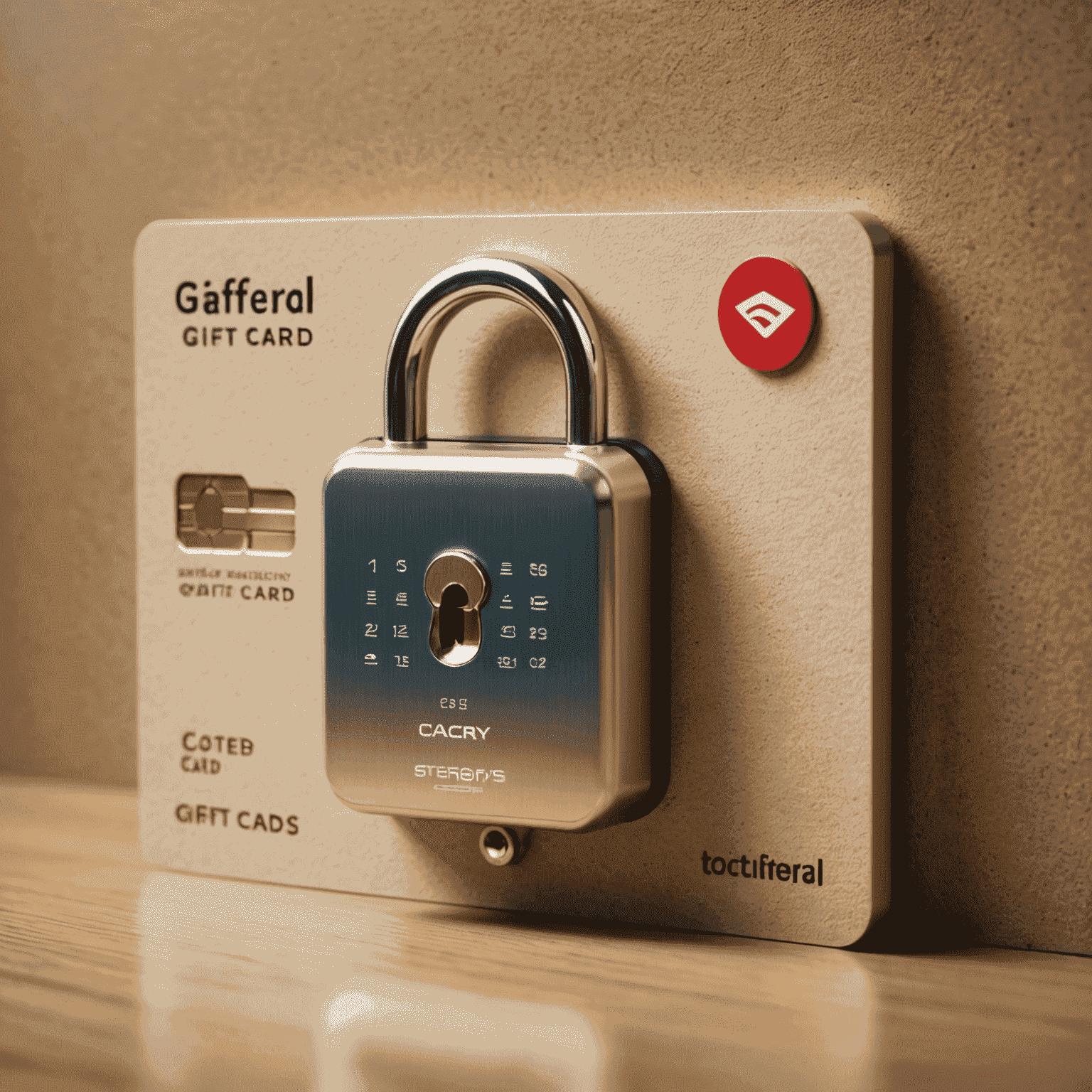 A digital lock protecting a gift card, representing enhanced security measures for digital gift cards.